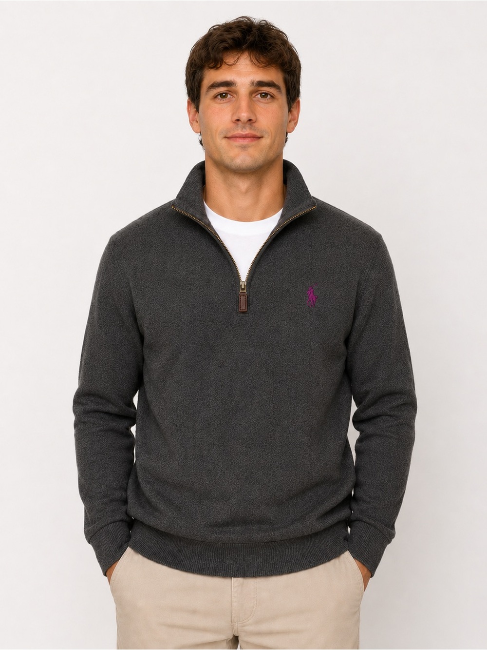 Polo by Ralph Lauren Men’s S/P Small Gray Sweater Jacket Pullover Quarter Zip